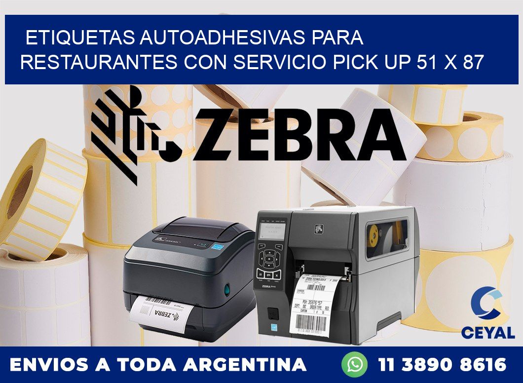 Etiquetas autoadhesivas para restaurantes con servicio pick up 51 x 87