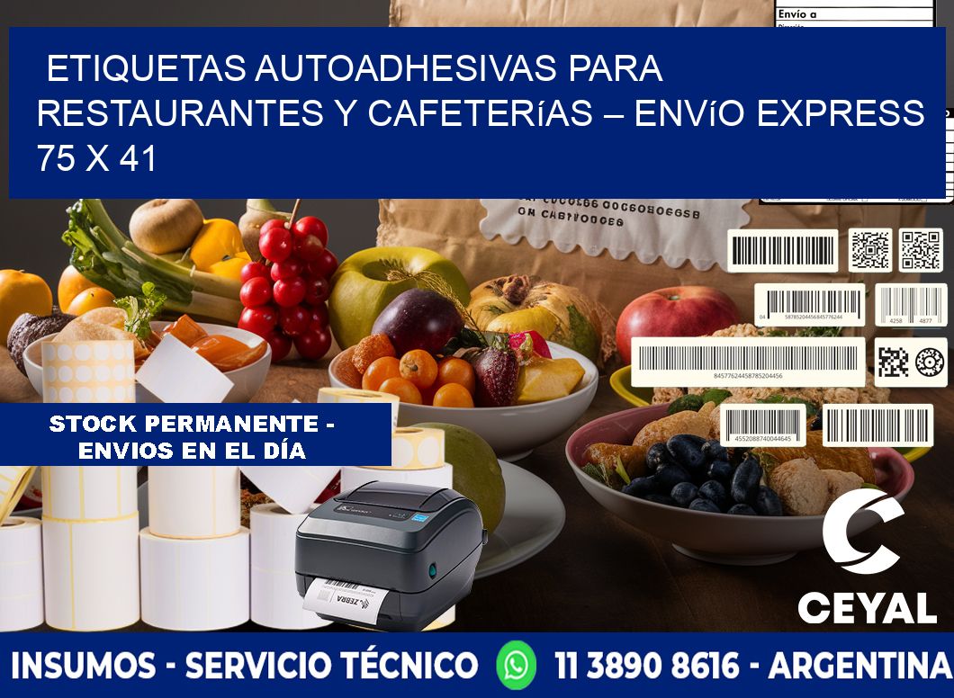 Etiquetas autoadhesivas para restaurantes y cafeterías – Envío express 75 x 41