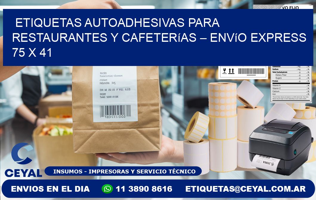 Etiquetas autoadhesivas para restaurantes y cafeterías – Envío express 75 x 41