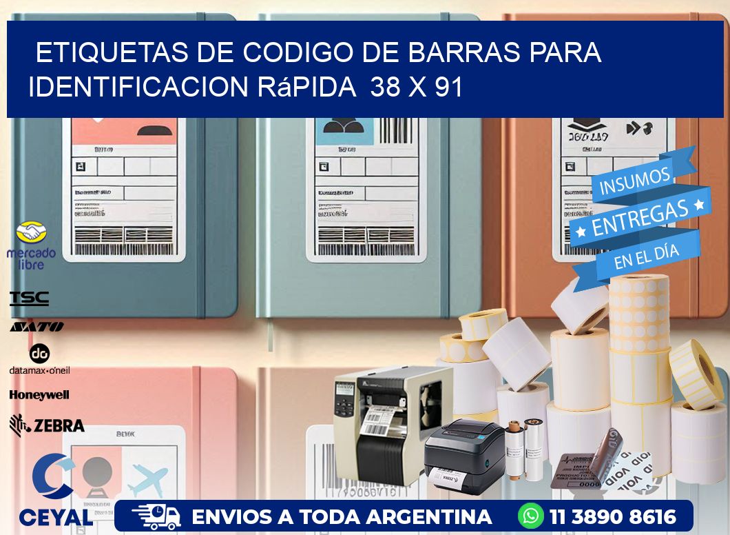 Etiquetas de Codigo de Barras para Identificacion Rápida  38 x 91