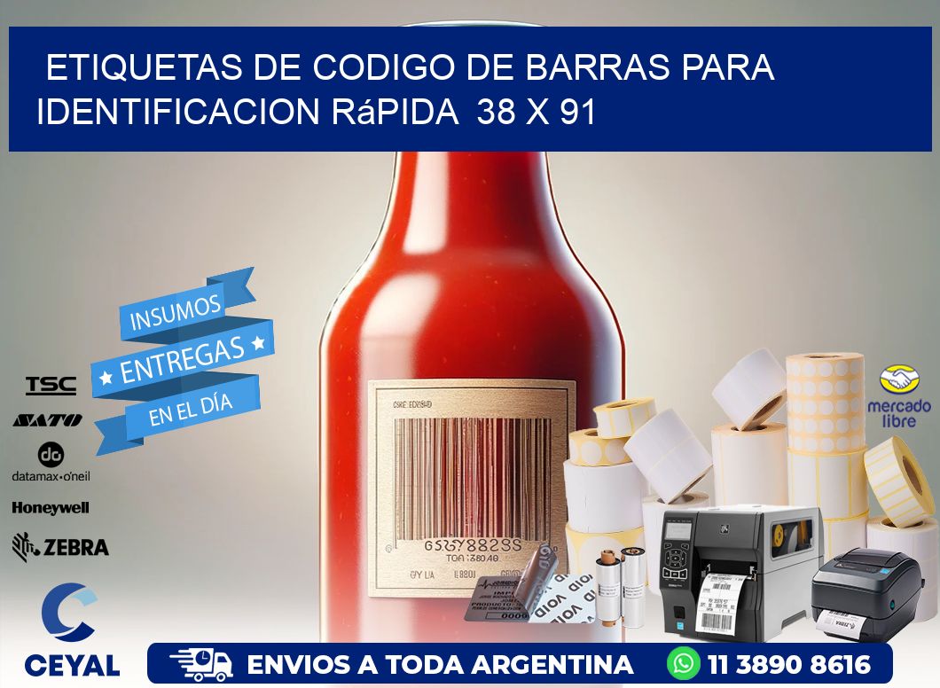 Etiquetas de Codigo de Barras para Identificacion Rápida  38 x 91