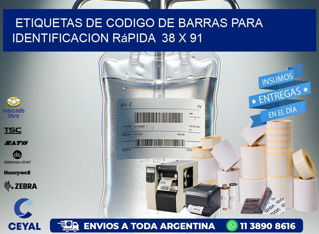 Etiquetas de Codigo de Barras para Identificacion Rápida  38 x 91