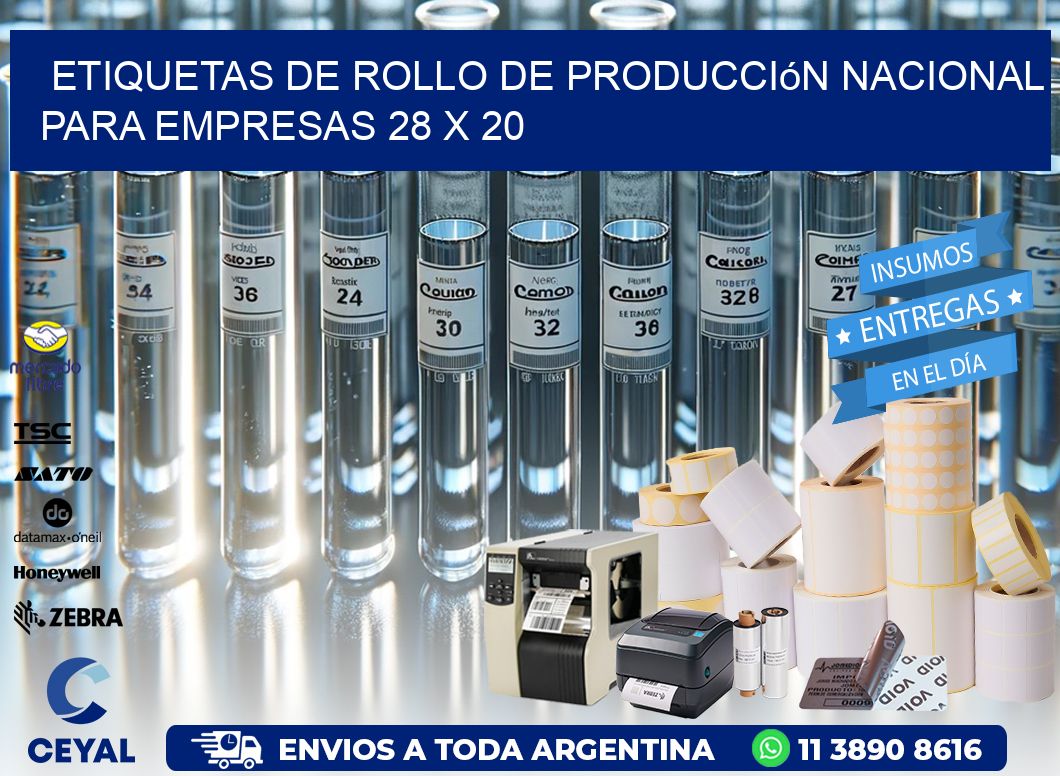 Etiquetas de Rollo de Producción Nacional para Empresas 28 x 20