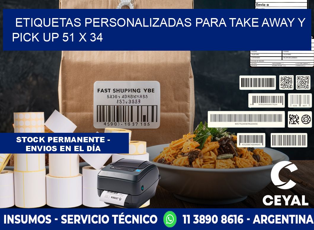 Etiquetas personalizadas para take away y pick up 51 x 34