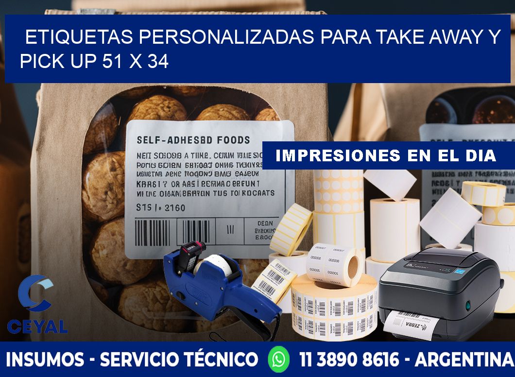 Etiquetas personalizadas para take away y pick up 51 x 34