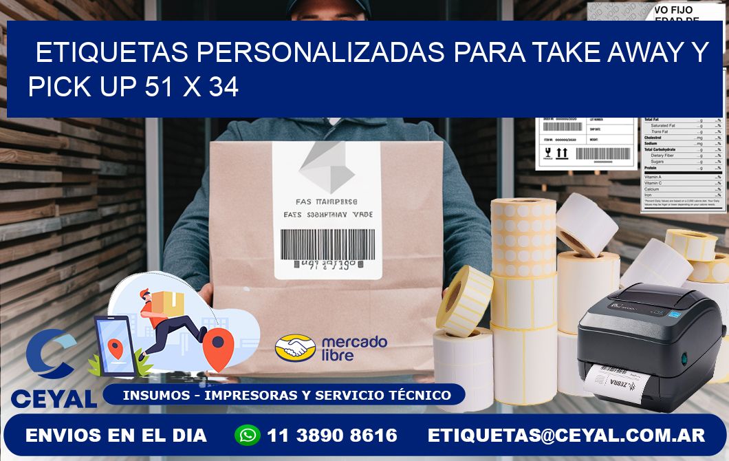 Etiquetas personalizadas para take away y pick up 51 x 34