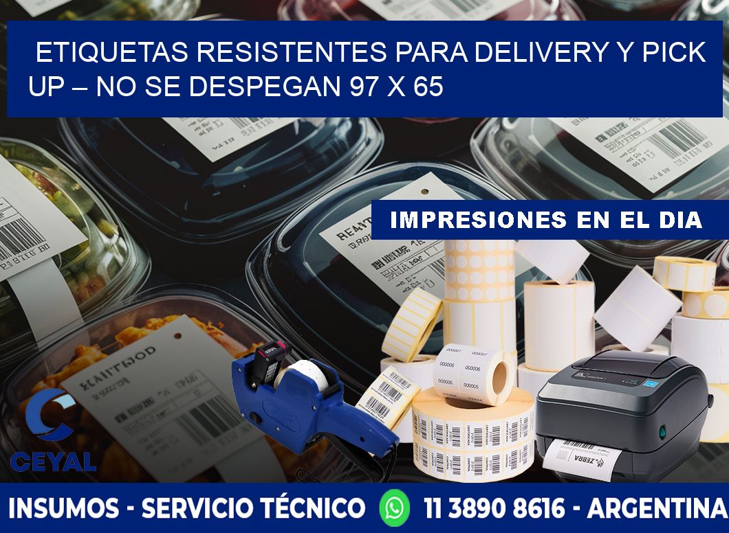 Etiquetas resistentes para delivery y pick up – No se despegan 97 x 65