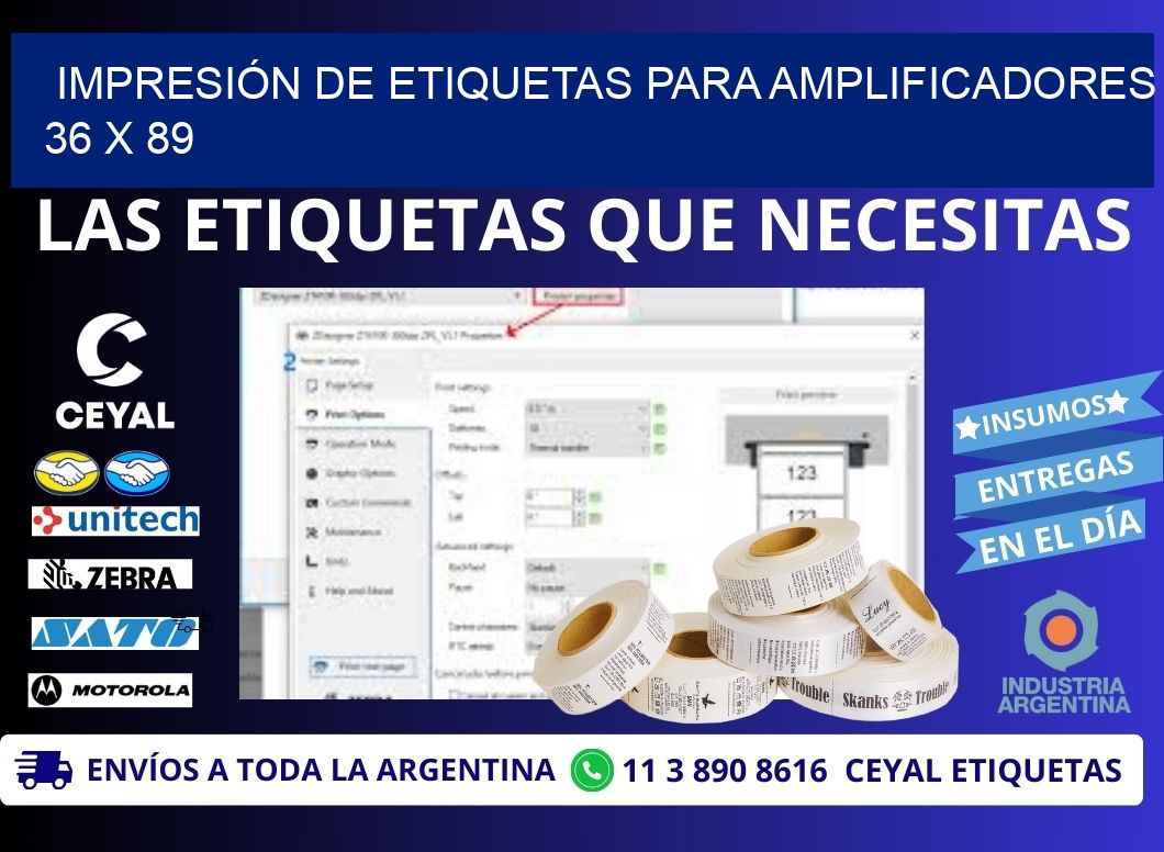IMPRESIÓN DE ETIQUETAS PARA AMPLIFICADORES 36 x 89