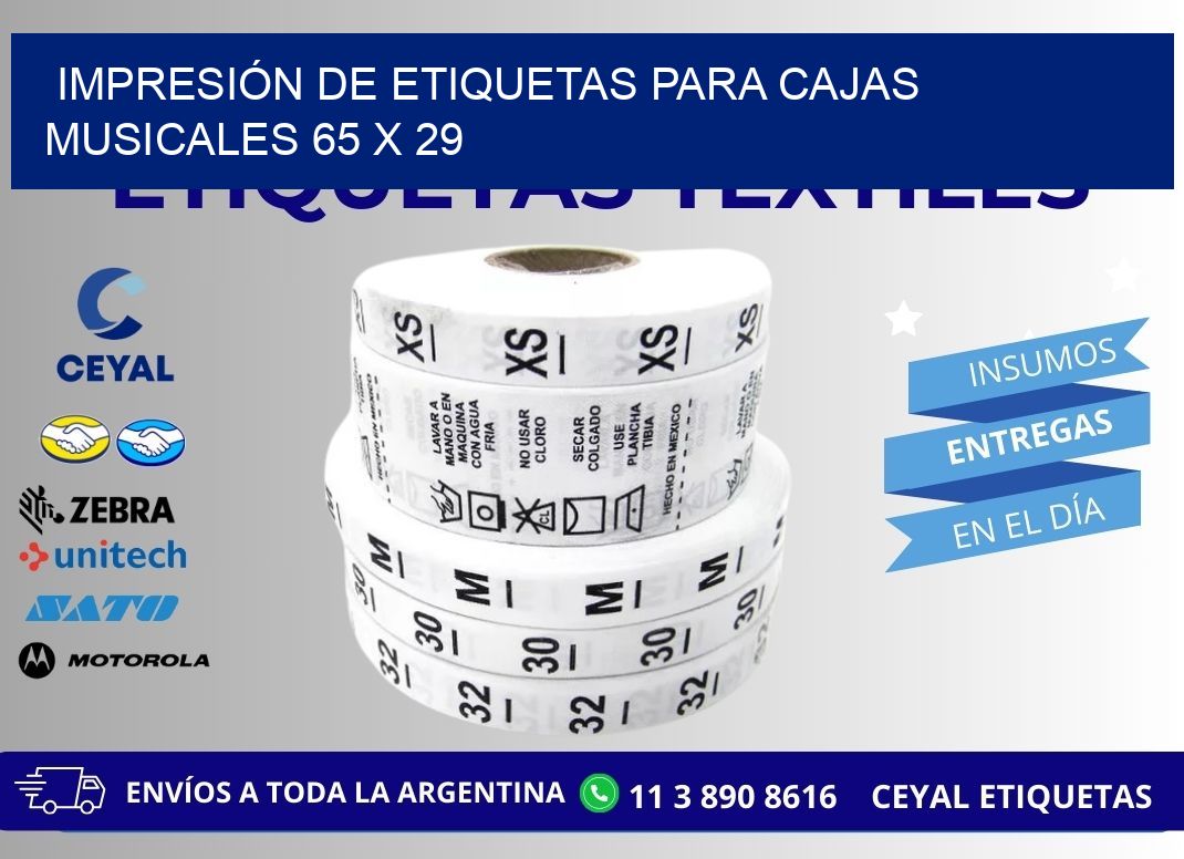 IMPRESIÓN DE ETIQUETAS PARA CAJAS MUSICALES 65 x 29