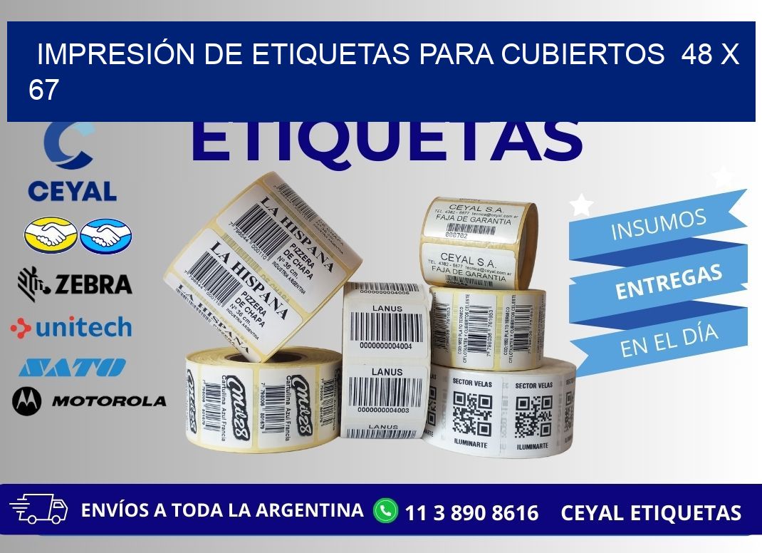 IMPRESIÓN DE ETIQUETAS PARA CUBIERTOS 48 x 67