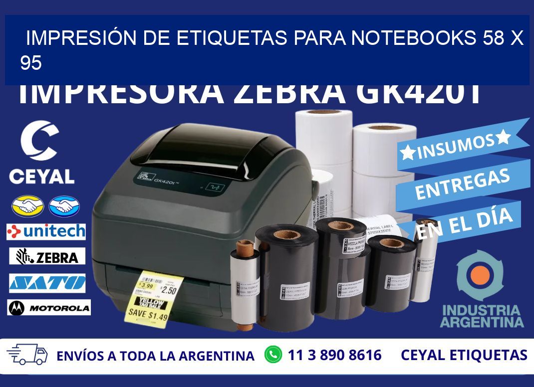 IMPRESIÓN DE ETIQUETAS PARA NOTEBOOKS 58 x 95