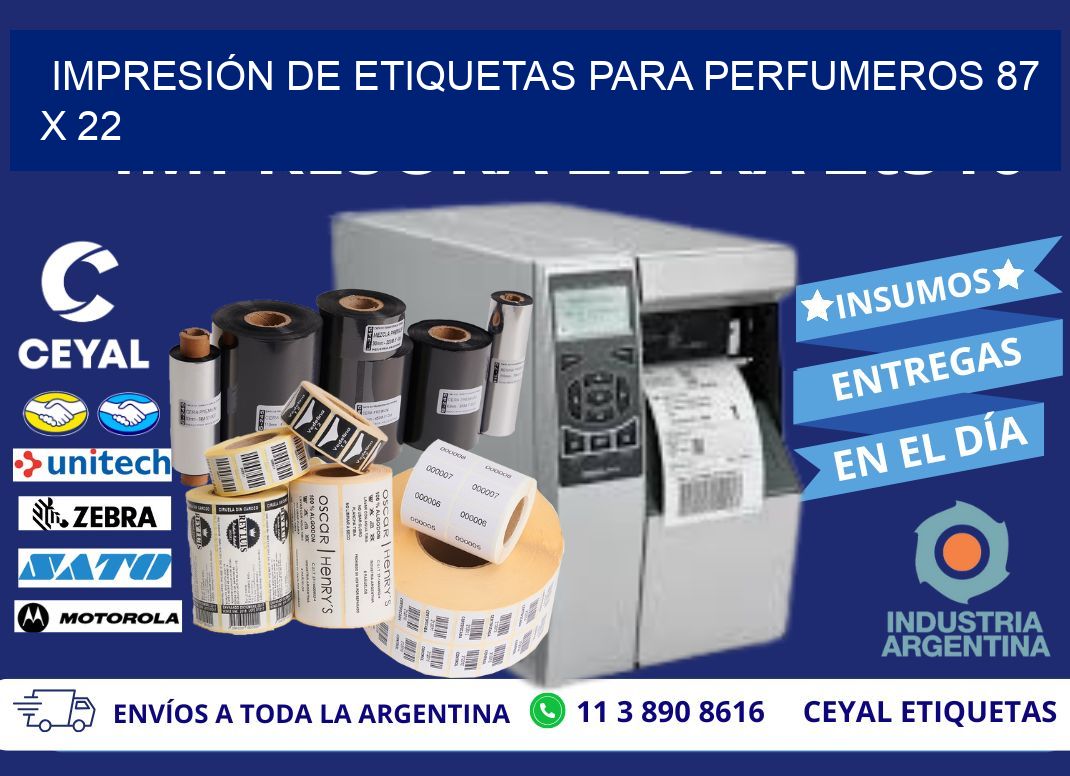 IMPRESIÓN DE ETIQUETAS PARA PERFUMEROS 87 x 22