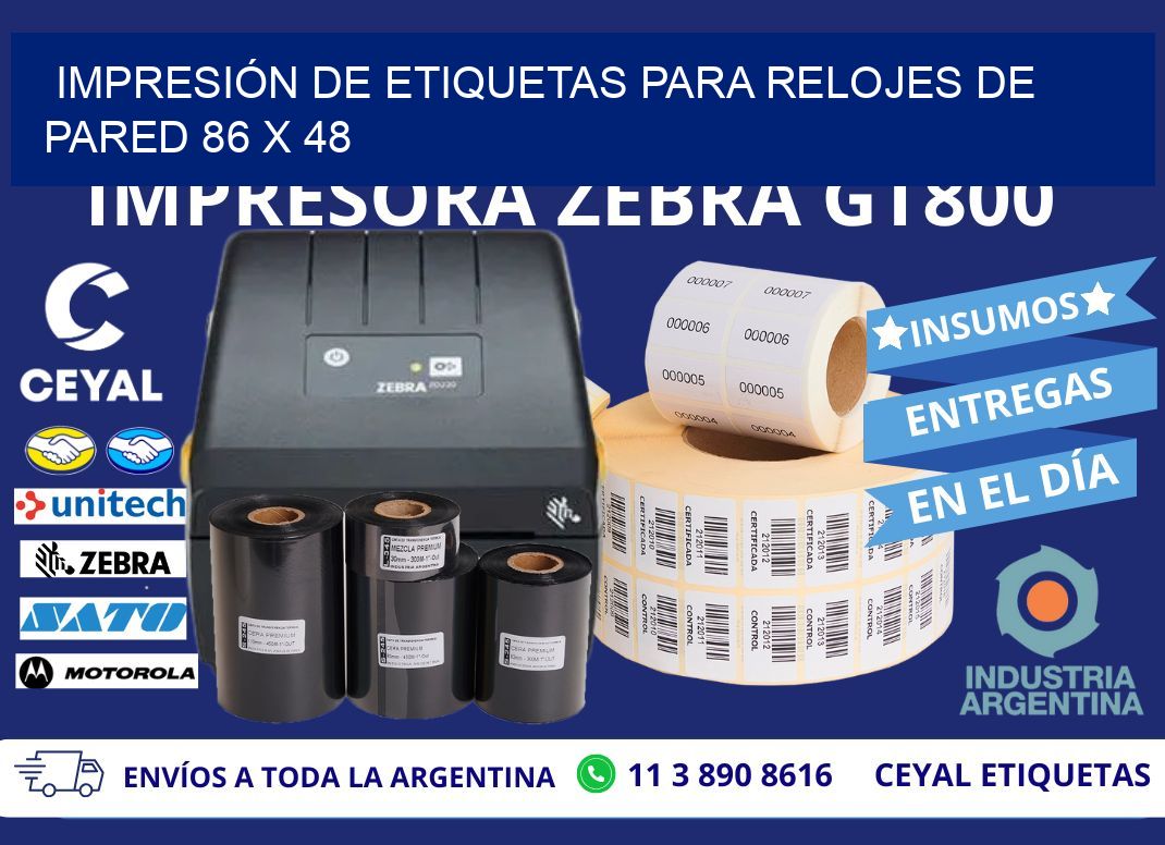 IMPRESIÓN DE ETIQUETAS PARA RELOJES DE PARED 86 x 48