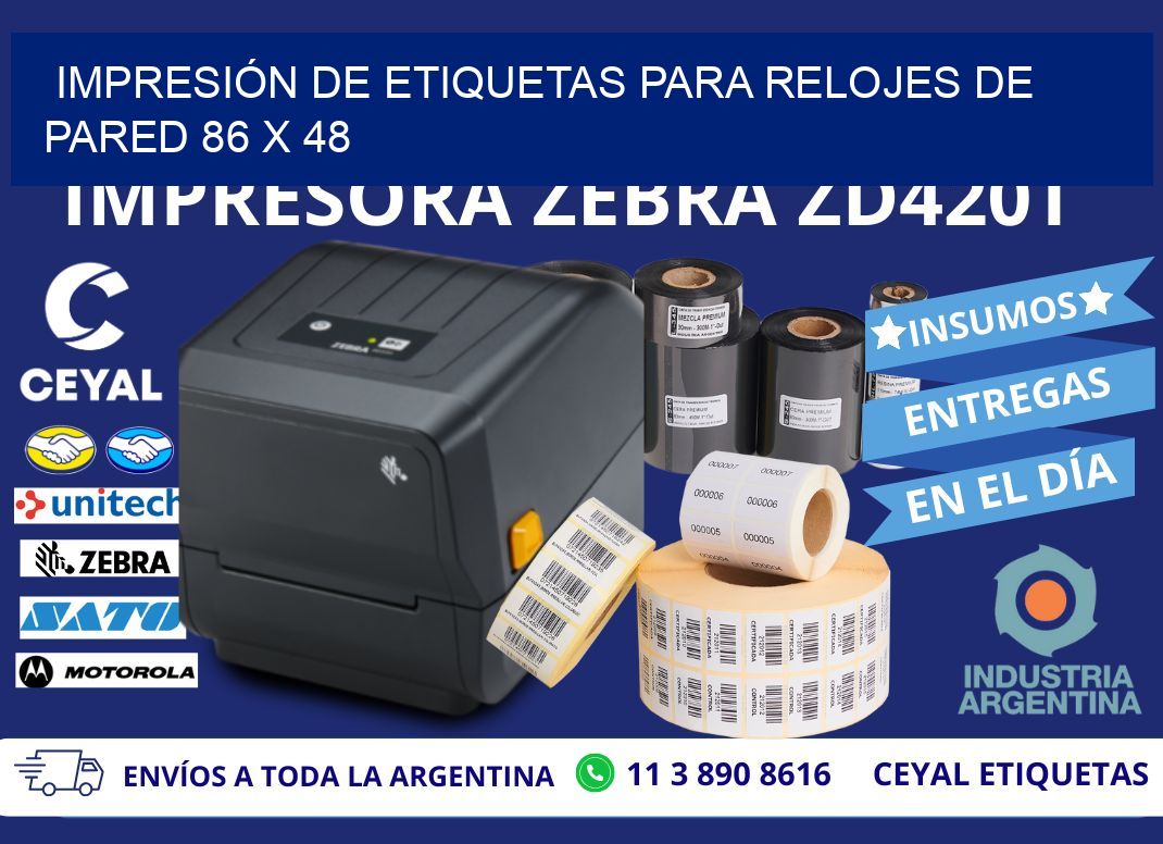 IMPRESIÓN DE ETIQUETAS PARA RELOJES DE PARED 86 x 48