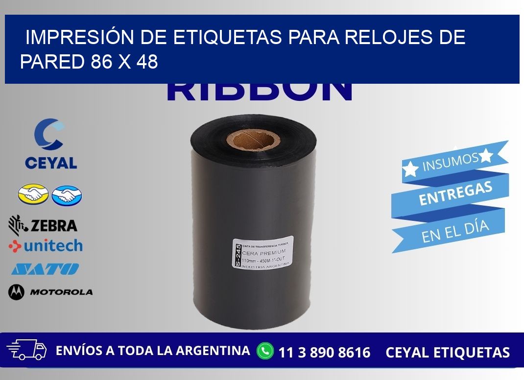 IMPRESIÓN DE ETIQUETAS PARA RELOJES DE PARED 86 x 48