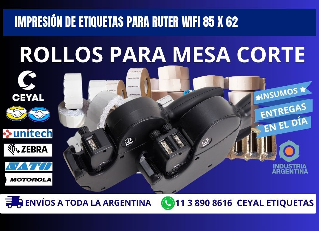 IMPRESIÓN DE ETIQUETAS PARA RUTER WIFI 85 x 62