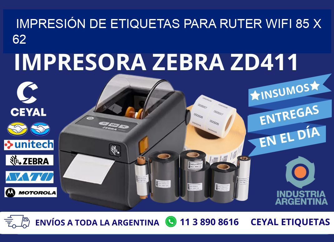IMPRESIÓN DE ETIQUETAS PARA RUTER WIFI 85 x 62