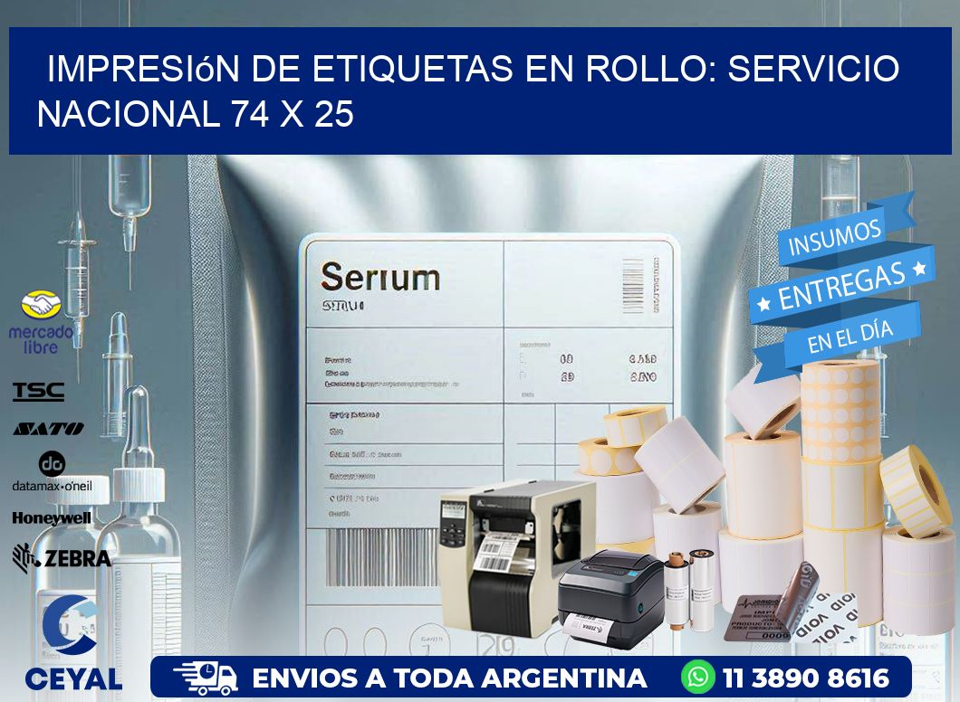 Impresión de Etiquetas en Rollo: Servicio Nacional 74 x 25