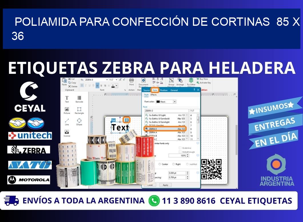 POLIAMIDA PARA CONFECCIÓN DE CORTINAS 85 x 36