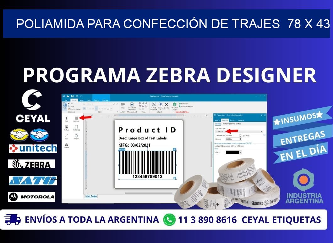 POLIAMIDA PARA CONFECCIÓN DE TRAJES 78 x 43