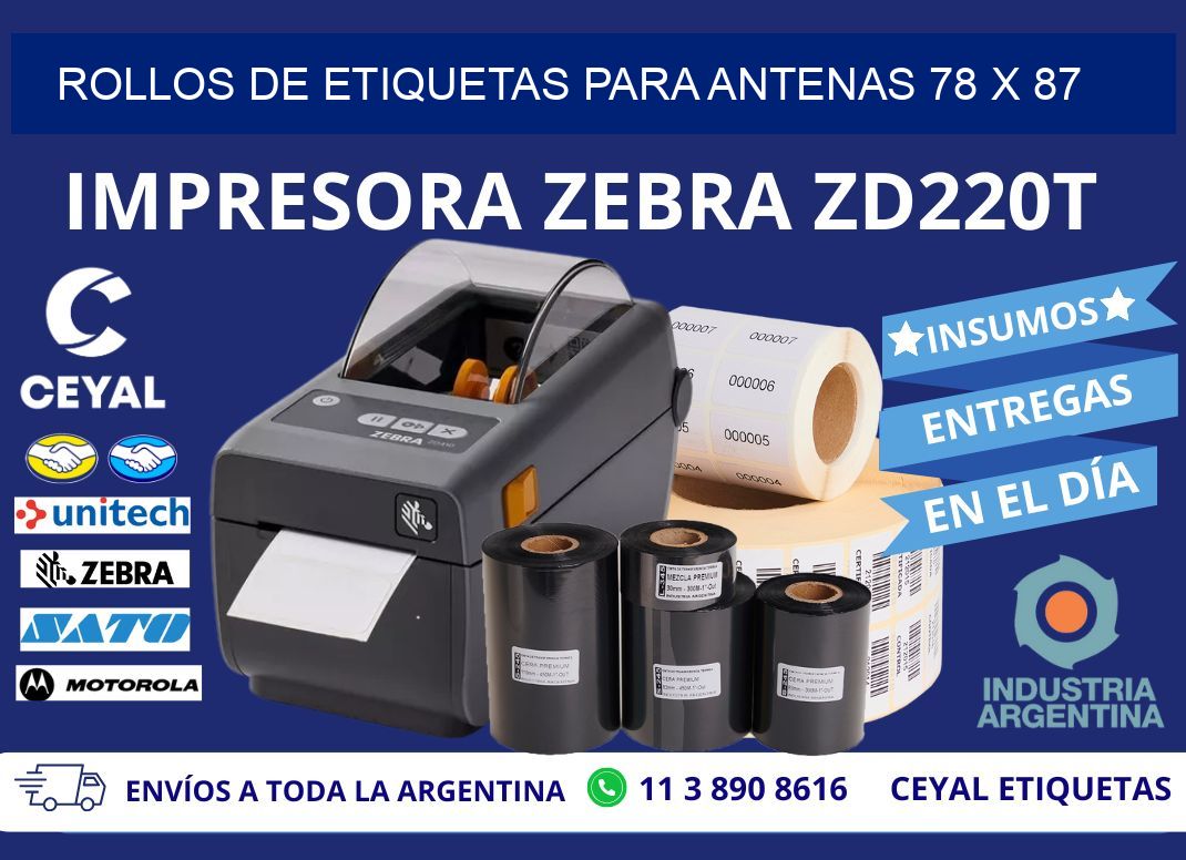 ROLLOS DE ETIQUETAS PARA ANTENAS 78 x 87