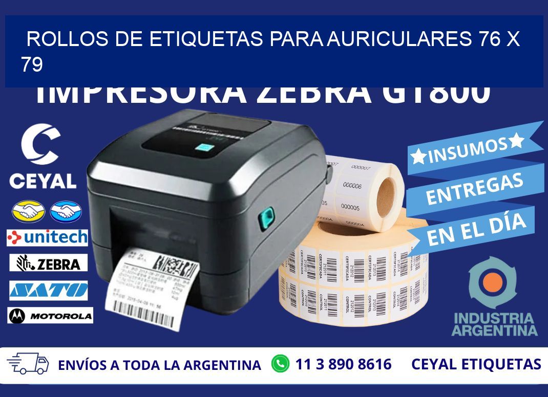 ROLLOS DE ETIQUETAS PARA AURICULARES 76 x 79