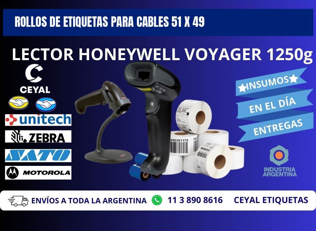 ROLLOS DE ETIQUETAS PARA CABLES 51 x 49