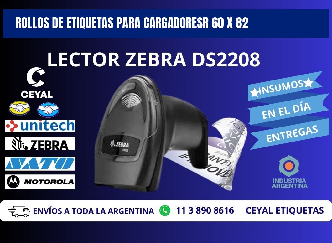 ROLLOS DE ETIQUETAS PARA CARGADORESR 60 x 82
