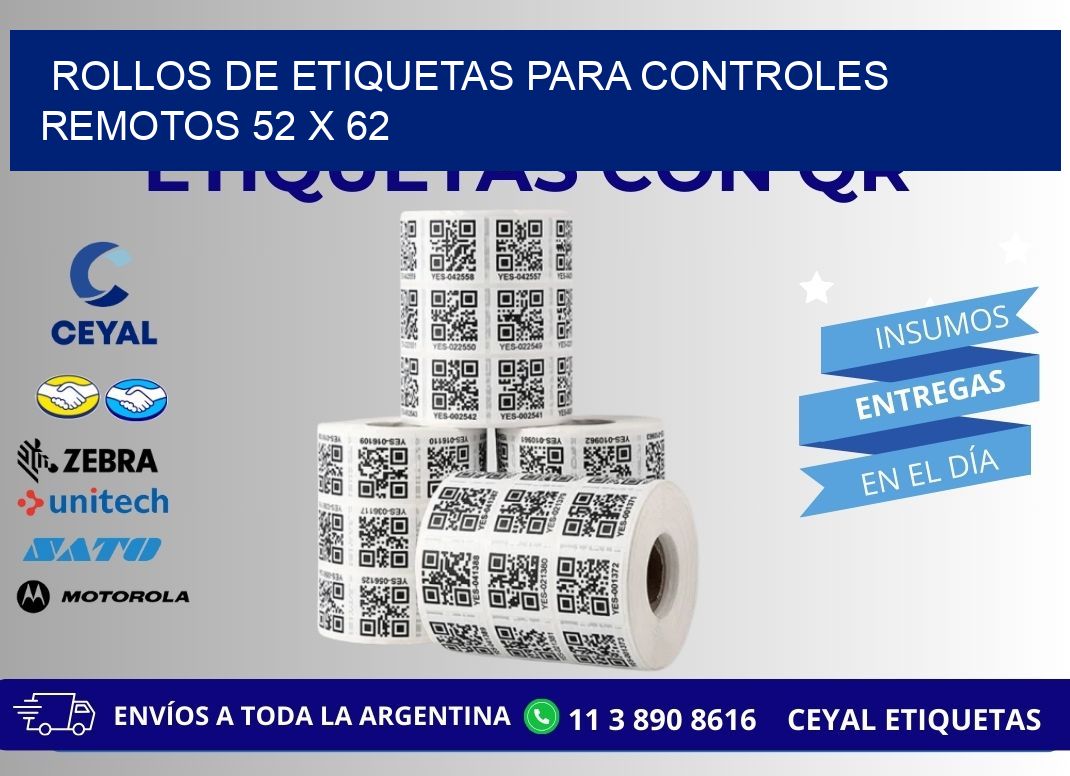 ROLLOS DE ETIQUETAS PARA CONTROLES REMOTOS 52 x 62
