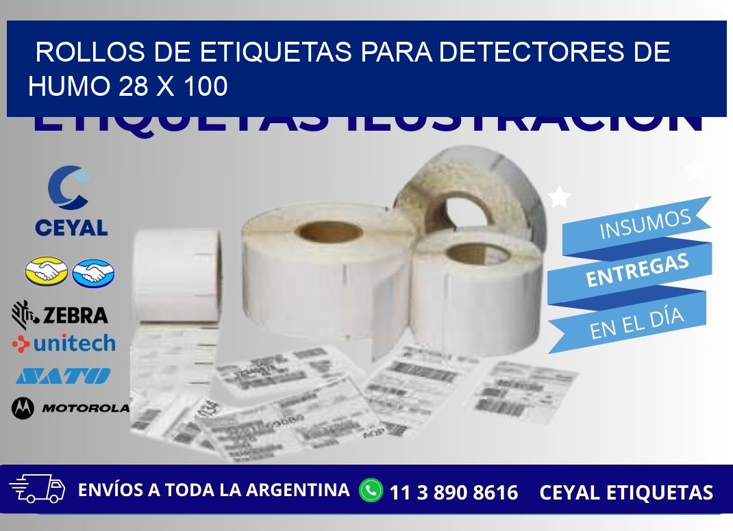 ROLLOS DE ETIQUETAS PARA DETECTORES DE HUMO 28 x 100