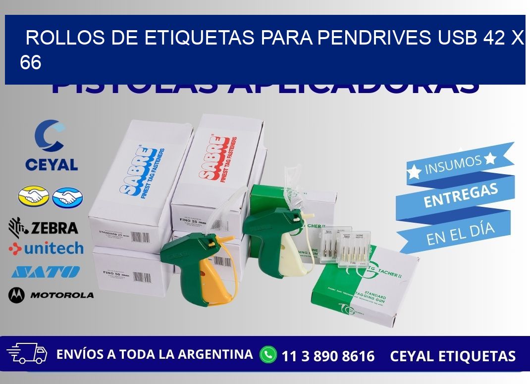ROLLOS DE ETIQUETAS PARA PENDRIVES USB 42 x 66