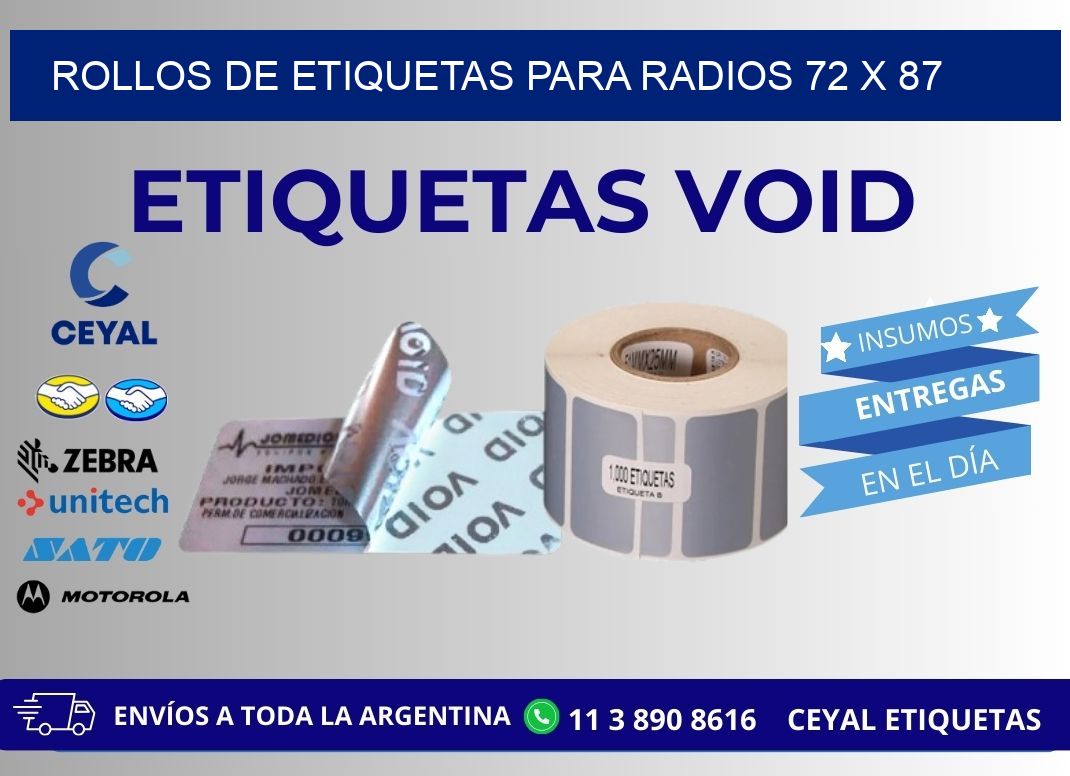 ROLLOS DE ETIQUETAS PARA RADIOS 72 x 87