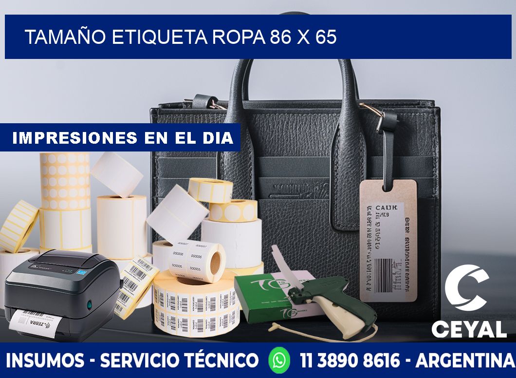 TAMAÑO ETIQUETA ROPA 86 x 65