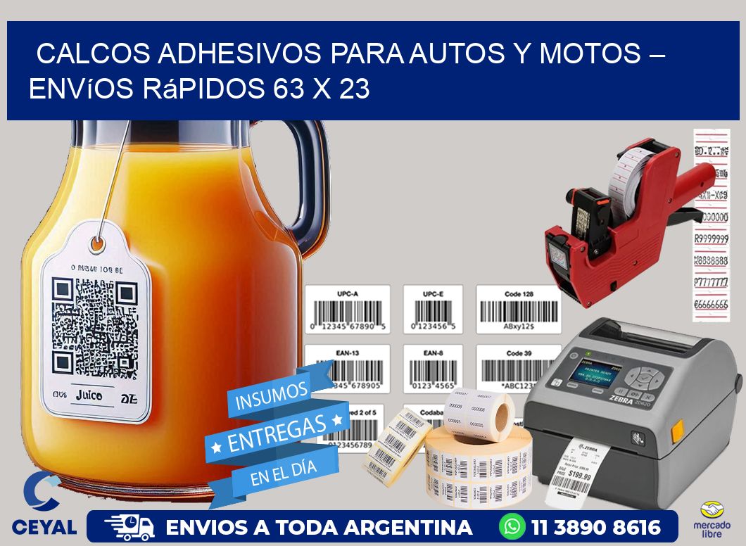 Calcos Adhesivos para Autos y Motos – Envíos Rápidos 63 x 23