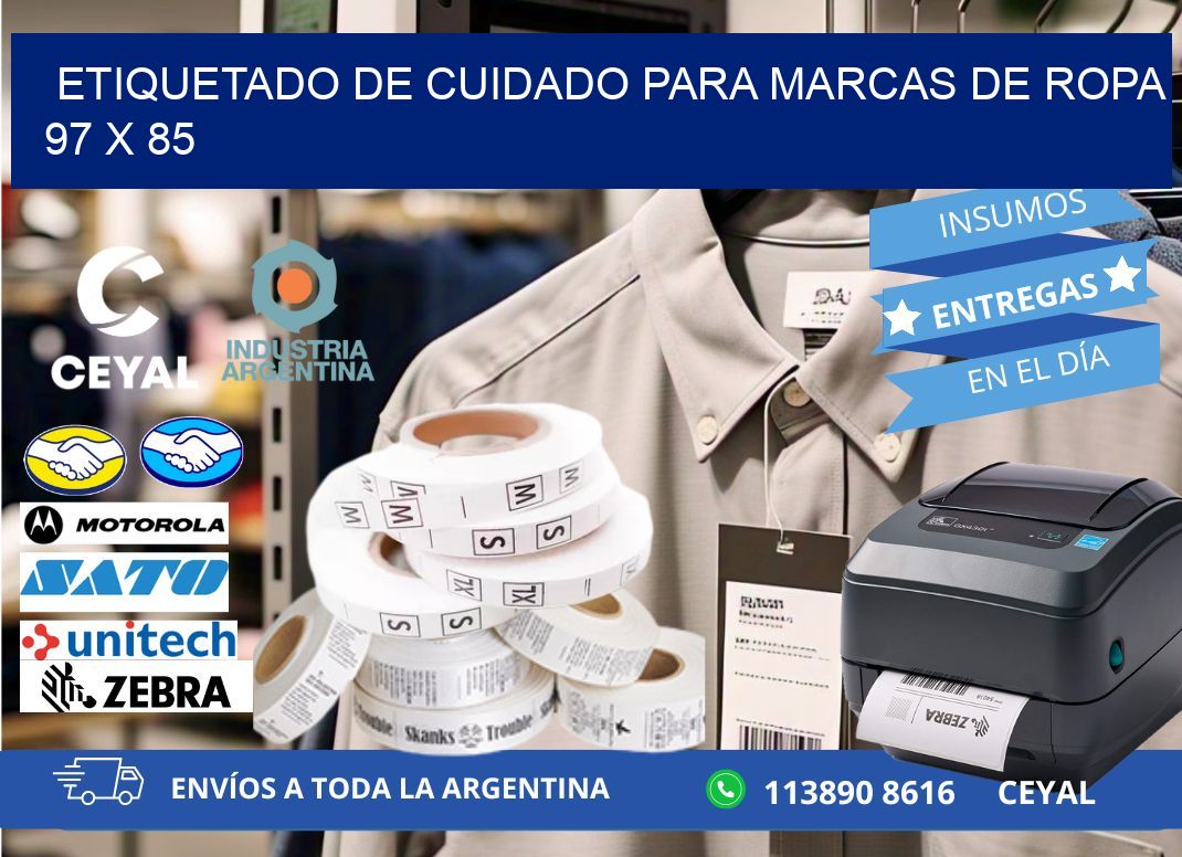 ETIQUETADO DE CUIDADO PARA MARCAS DE ROPA 97 x 85