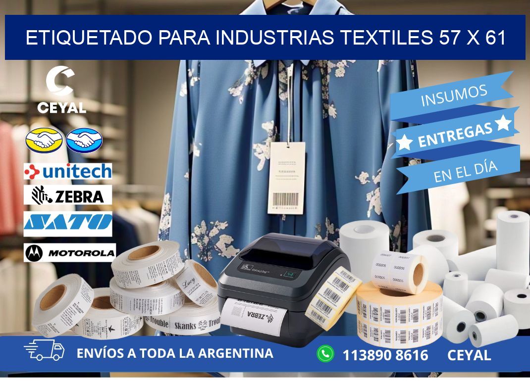 ETIQUETADO PARA INDUSTRIAS TEXTILES 57 x 61