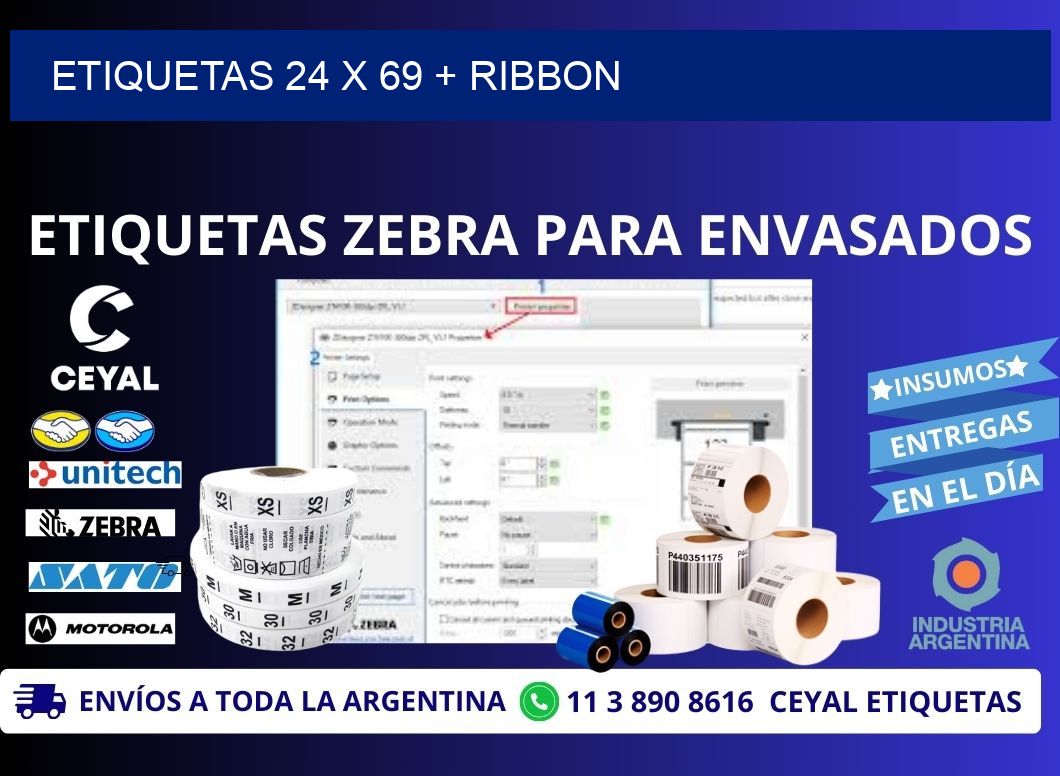 ETIQUETAS 24 x 69 + RIBBON