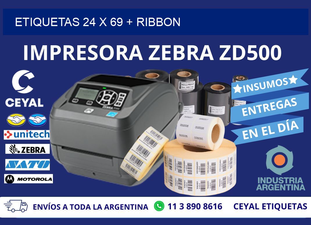 ETIQUETAS 24 x 69 + RIBBON