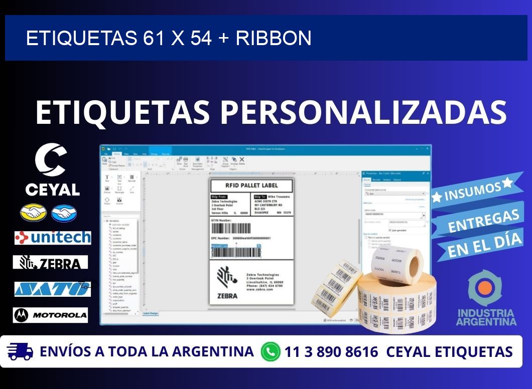 ETIQUETAS 61 x 54 + RIBBON