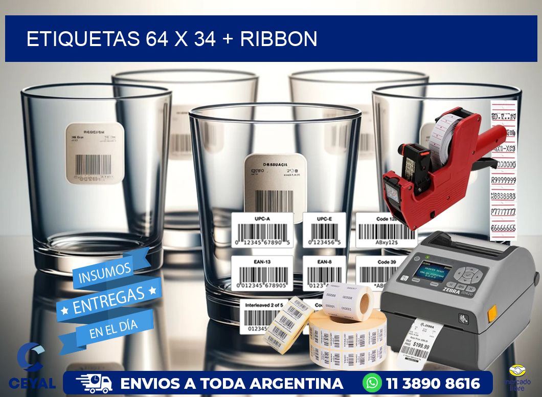 ETIQUETAS 64 x 34 + RIBBON