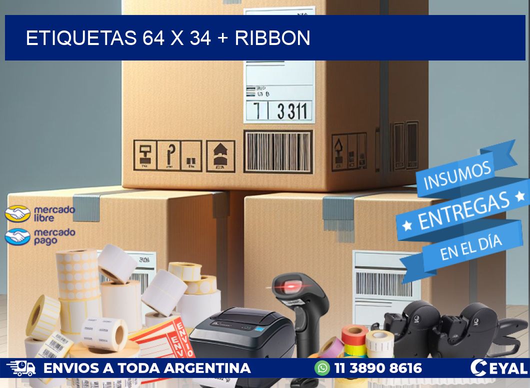 ETIQUETAS 64 x 34 + RIBBON