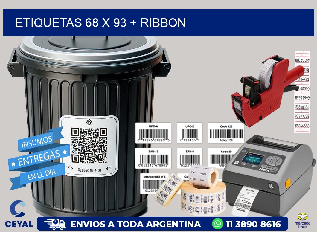 ETIQUETAS 68 x 93 + RIBBON