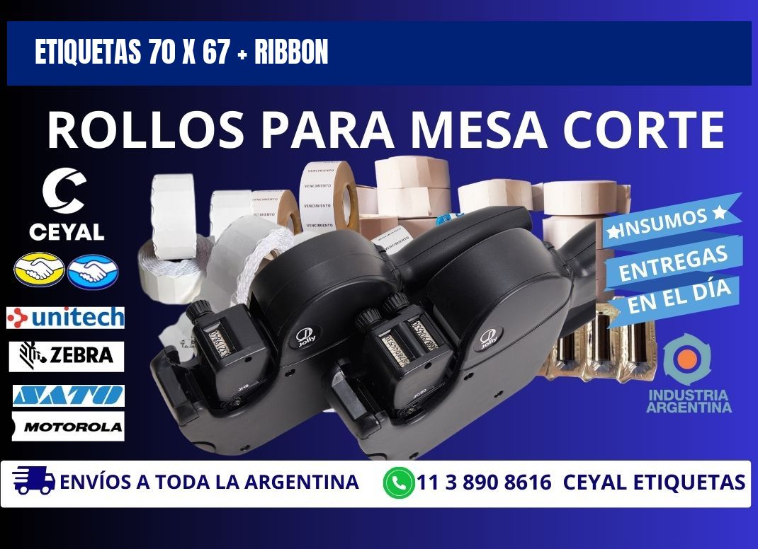 ETIQUETAS 70 x 67 + RIBBON