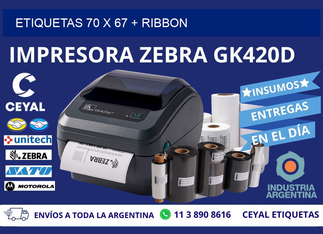 ETIQUETAS 70 x 67 + RIBBON