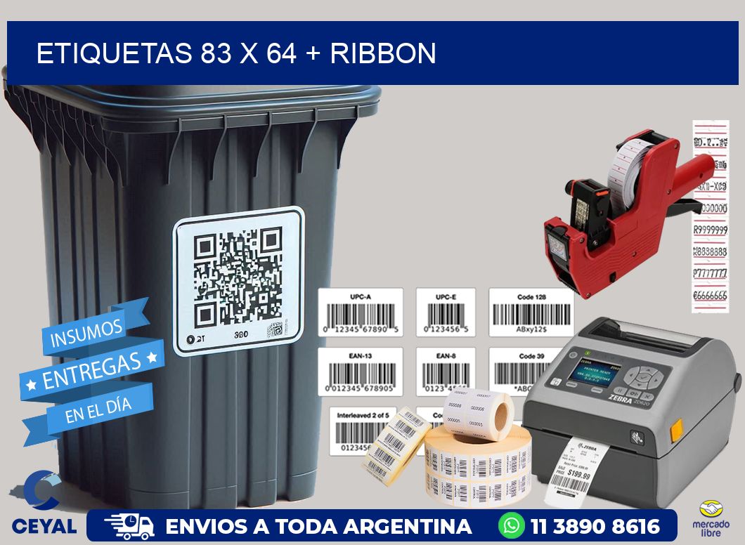 ETIQUETAS 83 x 64 + RIBBON