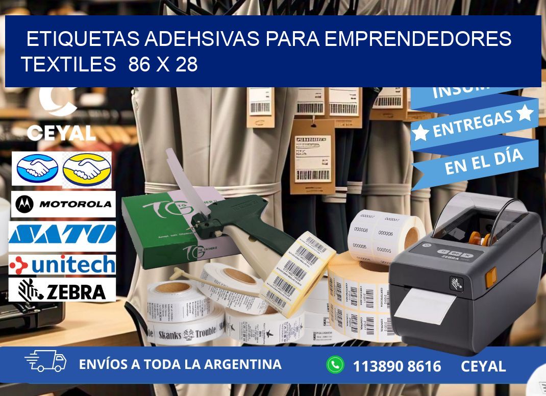 ETIQUETAS ADEHSIVAS PARA EMPRENDEDORES TEXTILES  86 x 28