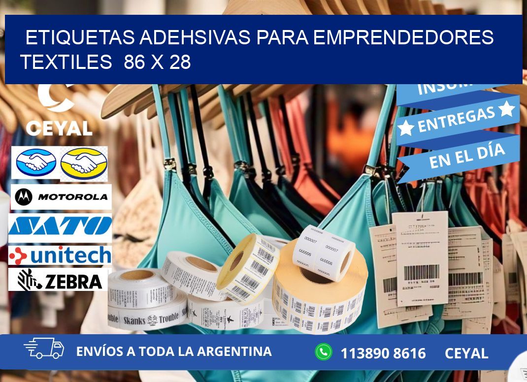 ETIQUETAS ADEHSIVAS PARA EMPRENDEDORES TEXTILES  86 x 28