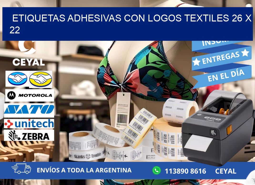ETIQUETAS ADHESIVAS CON LOGOS TEXTILES 26 x 22