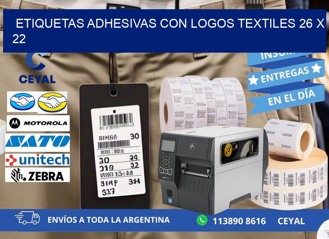 ETIQUETAS ADHESIVAS CON LOGOS TEXTILES 26 x 22