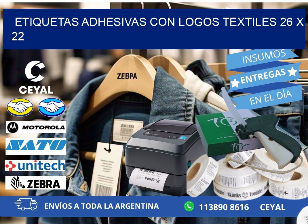 ETIQUETAS ADHESIVAS CON LOGOS TEXTILES 26 x 22